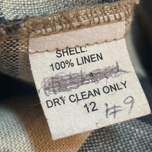 ORVIS 100% IMPORTED LINEN CASUAL CLASSIC BLUE&TAN PLAID BLAZER JACKET SZ 14 - Picture 13 of 14